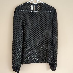 22" Pit-to-pit Flagg Etc California Black Sequin Shirt Top Shiny New Years Eve